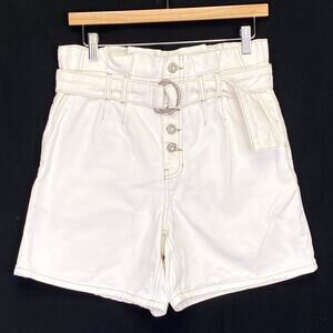 Free People Cindy High Waist Paper Bag Shorts Womens 0 White Button Fly Utility